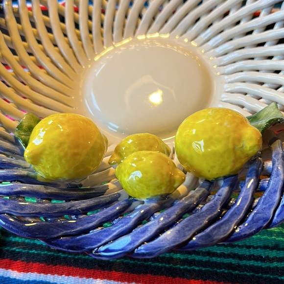 Lanzarin Ceramiche Handmade in Italy Basket Bowl with Lemons - Picture 7 of 8
